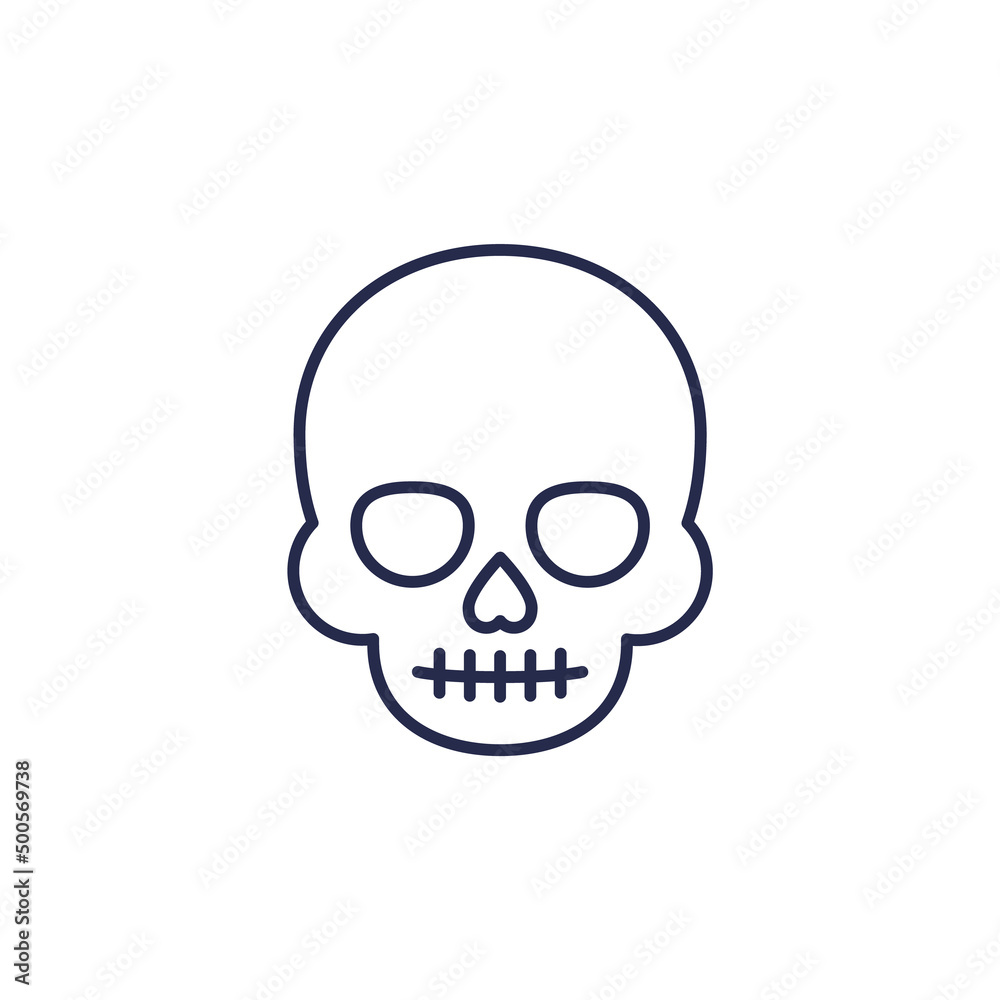 skull line icon on white