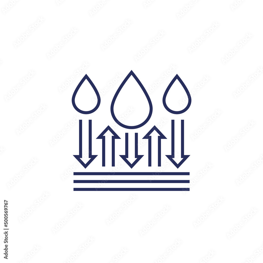 waterproof, water resistant material line icon waterproof, water resistant material line icon