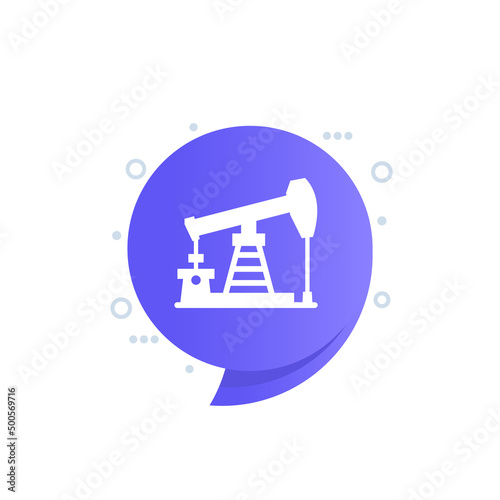 Oil pump jack icon, vector