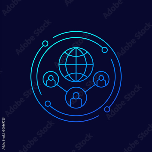 outsourcing icon with people, linear design