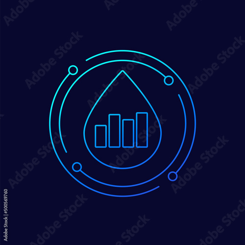 water level line icon with a graph and a drop