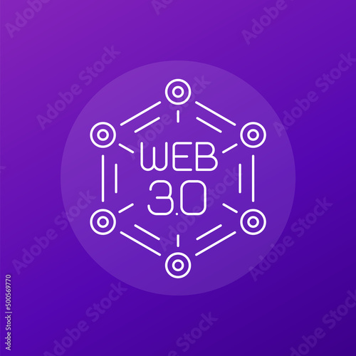 Web 3.0 line icon, decentralized web vector