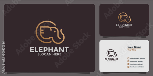 minimalist elephant care logo design and branding card template