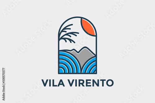 minimalist villa logo design and branding card template