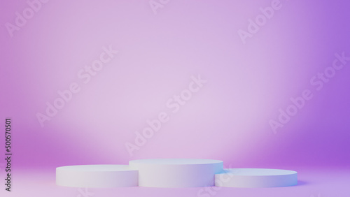 Product placement on white podium with copy space