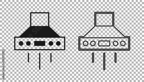 Black Kitchen extractor fan icon isolated on transparent background. Cooker hood. Kitchen exhaust. Household appliance. Vector