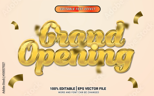 Grand opening gold shiny 3d text effect editable template design for advertising and media promotion