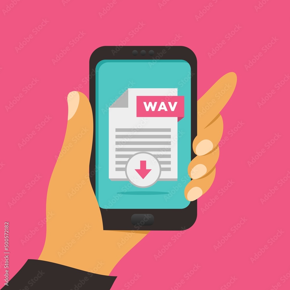 File download button on smartphone screen. Hand holds smartphone, finger touches button. Downloading document concept for web banners, web sites, infographics. Creative flat design vector illustration File download button on smartphone screen. Hand holds smartphone, finger touches button. Downloading document concept for web banners, web sites, infographics. Creative flat design vector illustration