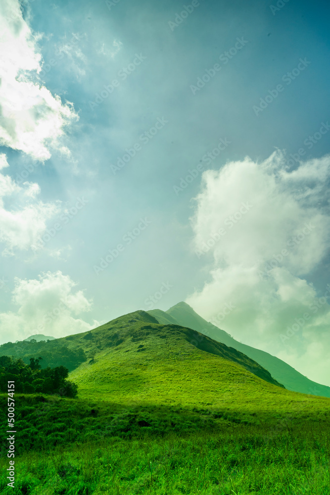 Fototapeta premium Beautiful view mountain landscape,chembra, wayanad,kerala, india