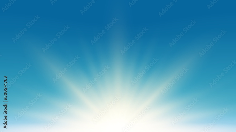 Summer sunlight glaring ray burst on blue sky nature background Summer sunlight glaring ray burst on blue sky nature background