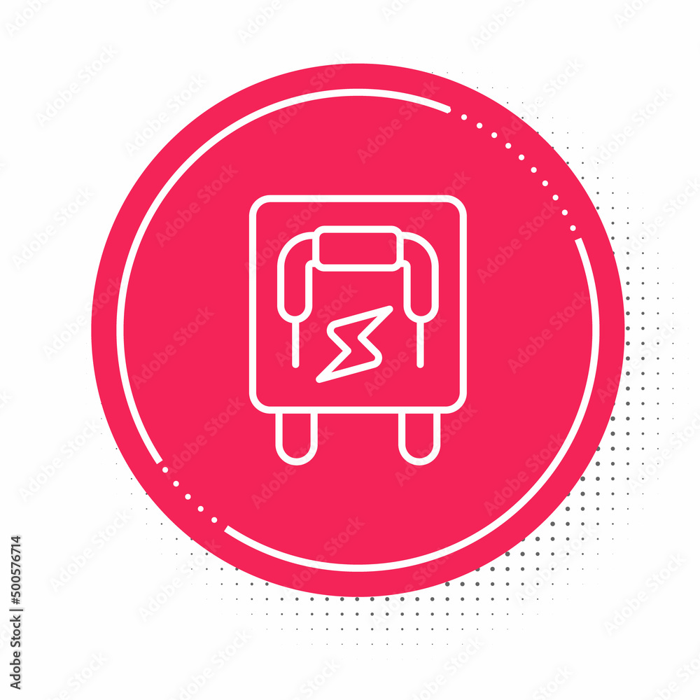 White line Electrical panel icon isolated on white background. Switch lever. Red circle button. Vector White line Electrical panel icon isolated on white background. Switch lever. Red circle button. Vector