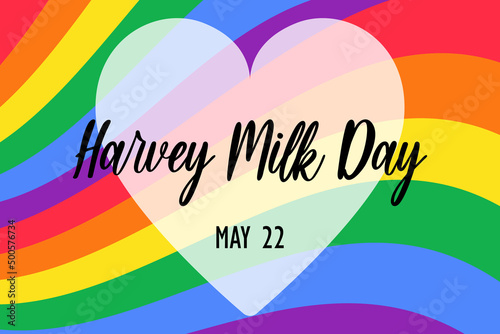 Harvey Milk Day on May 22 - horizontal banner template. rainbow LGBTQ gay pride flag colors striped background. Vector illustration.