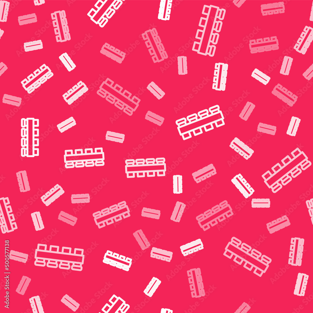 White line Hunting cartridge belt with cartridges icon isolated seamless pattern on red background. Bandolier sign. Hunter equipment, armament. Vector White line Hunting cartridge belt with cartridges icon isolated seamless pattern on red background. Bandolier sign. Hunter equipment, armament. Vector