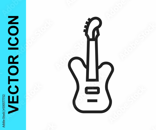 Black line Electric bass guitar icon isolated on white background. Vector
