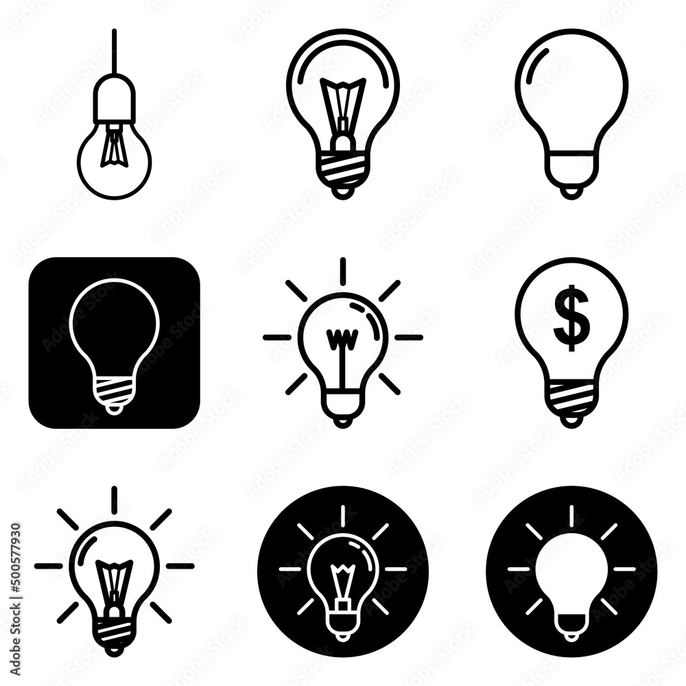 Lightbulbs2 Flat Icon Set Isolated On White Background Lightbulbs2 Flat Icon Set Isolated On White Background