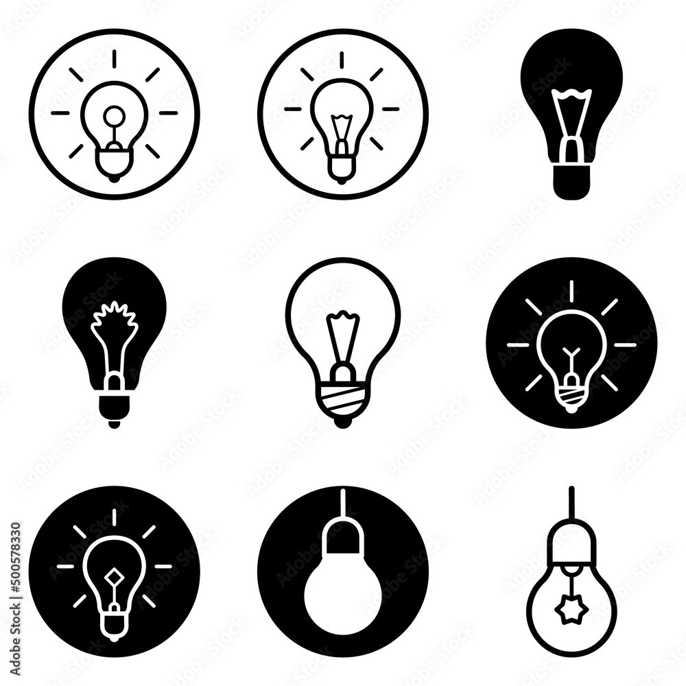 Bulbs3 Flat Icon Set Isolated On White Background Bulbs3 Flat Icon Set Isolated On White Background