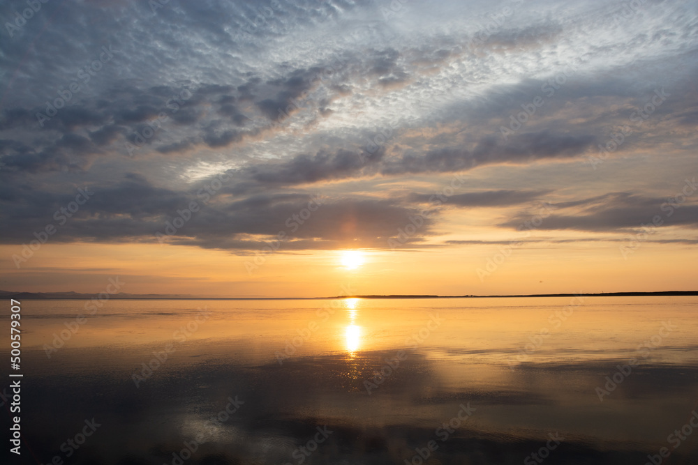 湖の夕暮れ　サロマ湖
