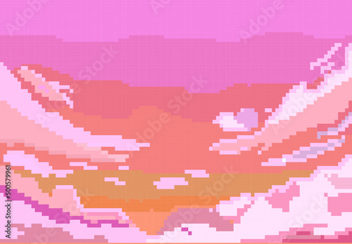 red sky view in pixel art style