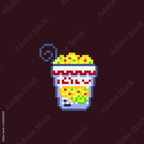 noodle cup in pixel art style
