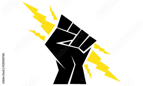 vector icon of human hand holding a bunch of many lightning vector icon eps10