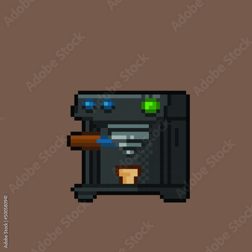 coffee machine in pixel art style