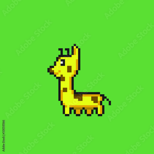 cute giraffe in pixel art style