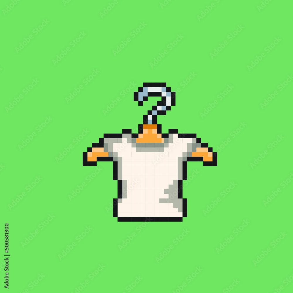 single clothes with hanger in pixel art style