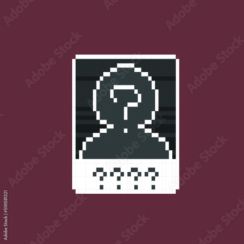 guess who card sign in pixel art style