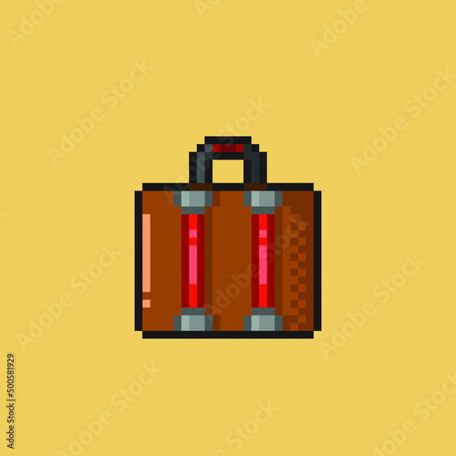 travel suitcase in pixel art style