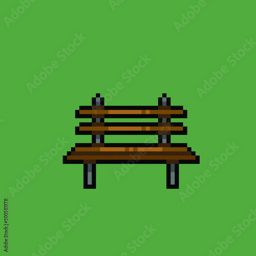 wooden bench in pixel art style