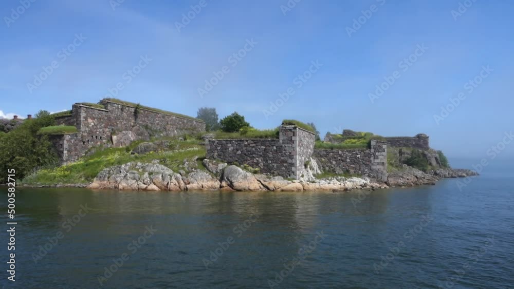 The fortifications. Suomenlinna. Helsinki. Slow pan left The fortifications. Suomenlinna. Helsinki. Slow pan left
