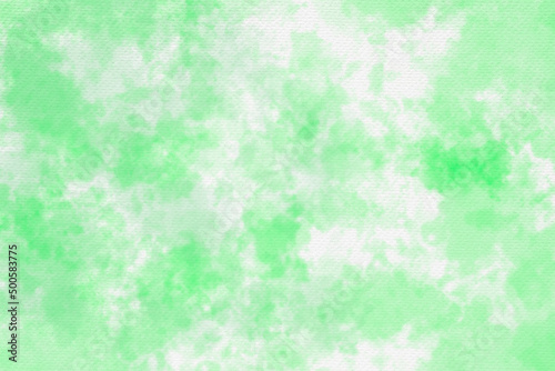 Green watercolor stains on white paper paint abstract texture background.