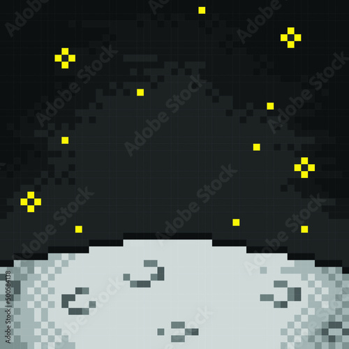 moon surface moon in pixel art style