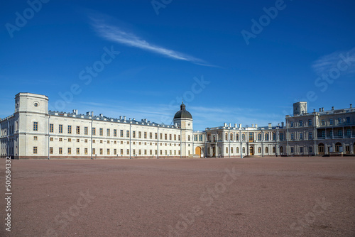 The Great Gatchina Palace on a sunny April day. Russia