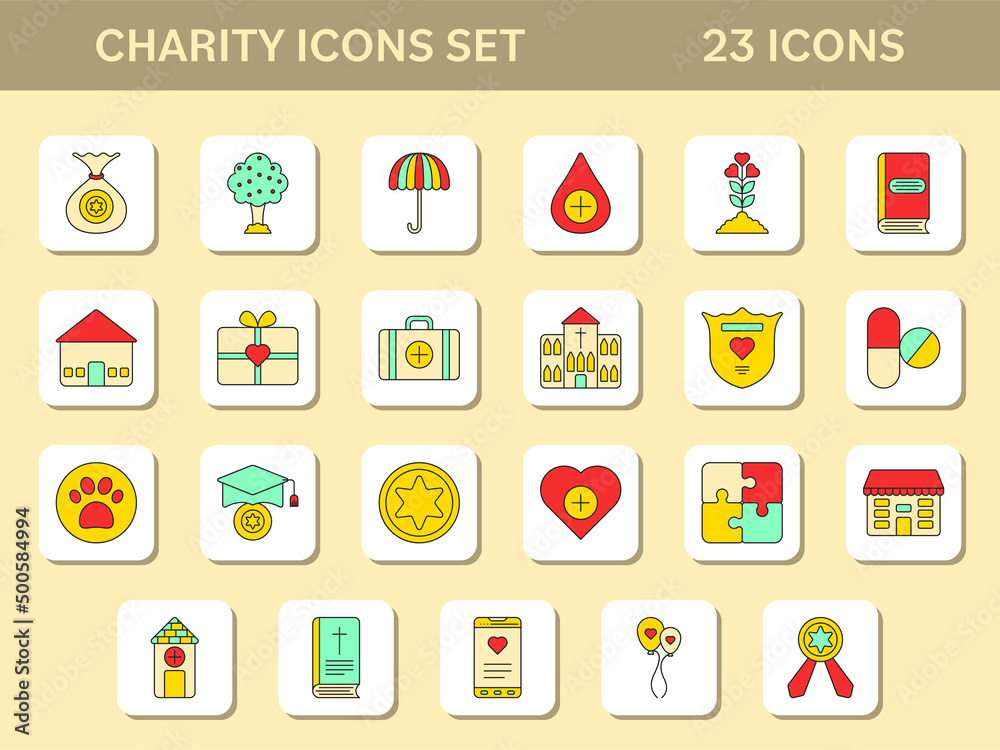 Colorful Set Of Charity Icons In Flat Style. Colorful Set Of Charity Icons In Flat Style.