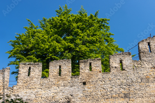 The ancient battlements in a gothic castle photo