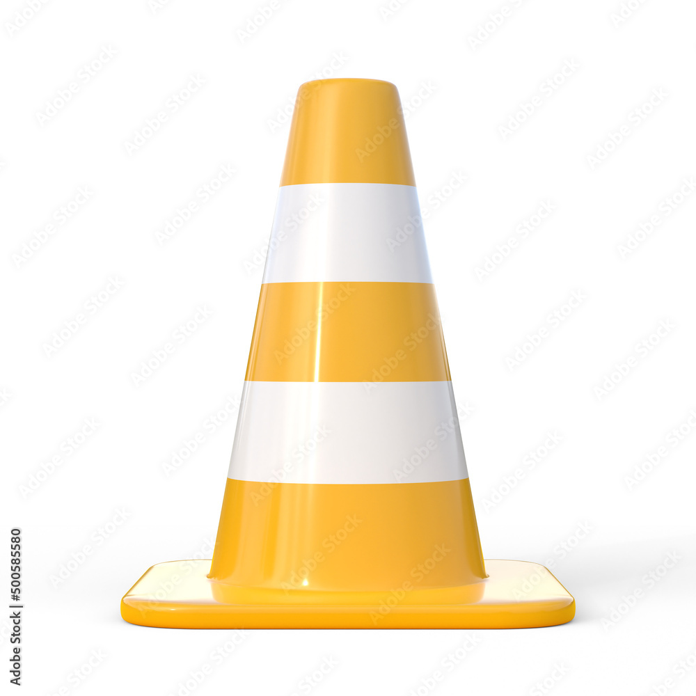 Traffic cone isolated on a white background. 3D rendering, 3D illustration Traffic cone isolated on a white background. 3D rendering, 3D illustration