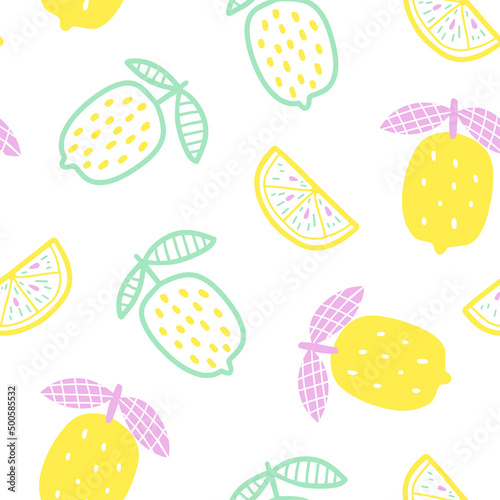 Seamless pattern with lemons. Modern background for textile and wrapping paper.