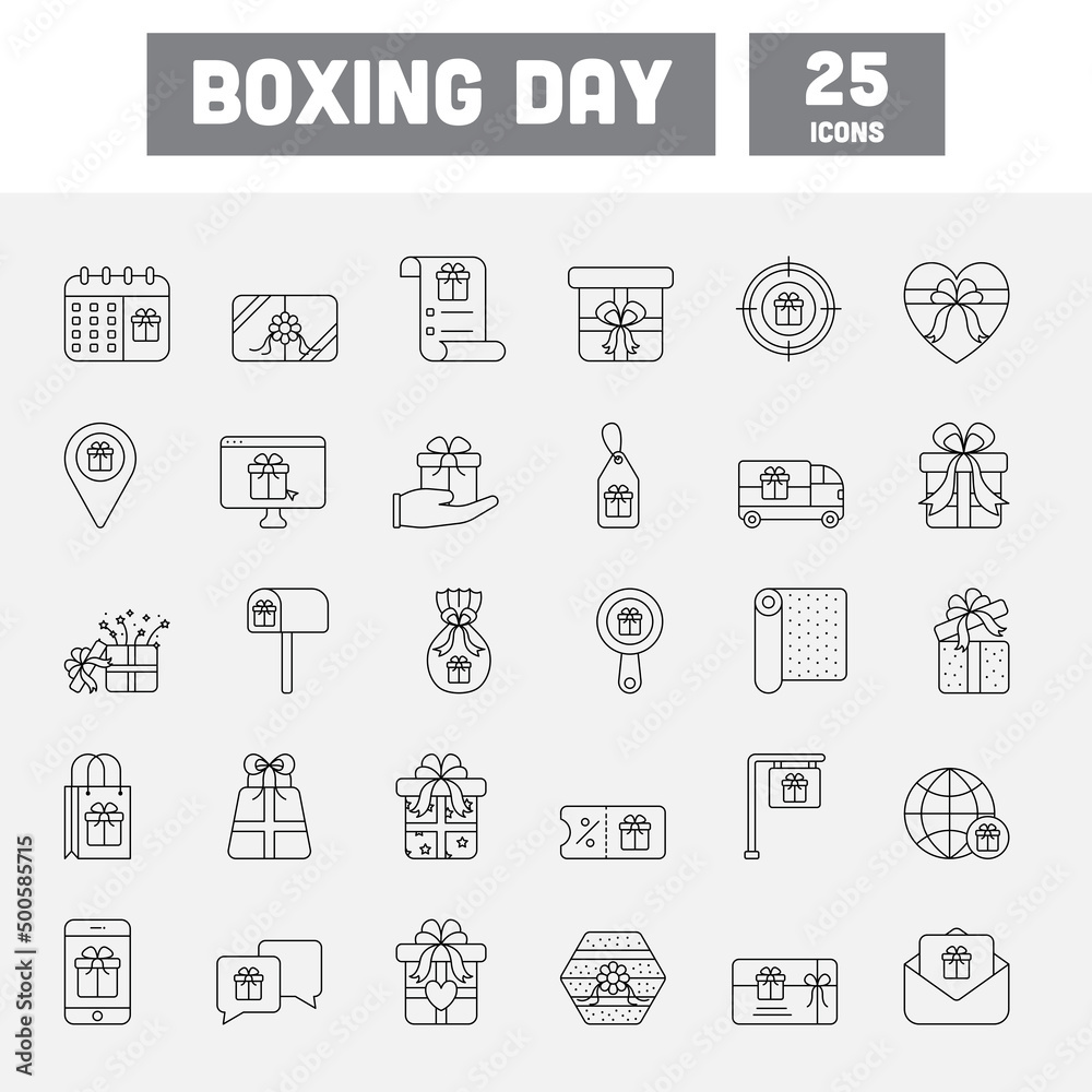Boxing Day Stroke Icon Or Symbol Set.