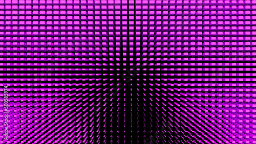 Purple abstraction with lots of small rectangular cubes. Interesting abstract background with purple cubes on a black background. 3D rendering. 3D illustration. 3D image. 