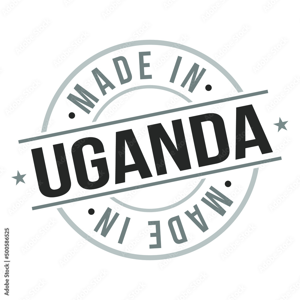 Made in Uganda Quality Original Stamp Design Vector Art Tourism Souvenir Round Seal Badge.
