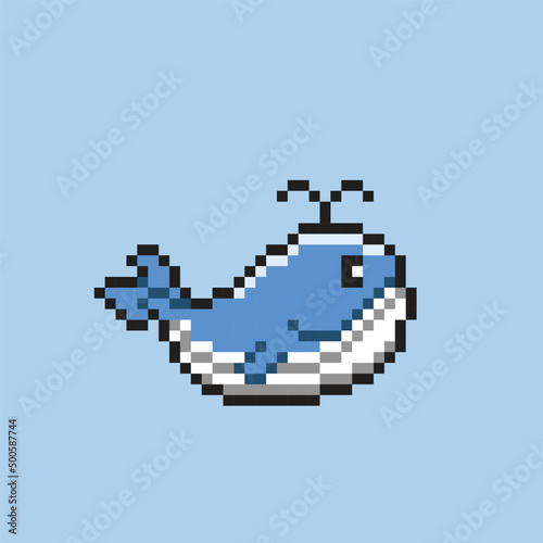 cute whale in pixel art style