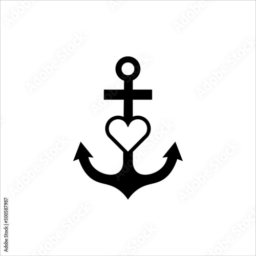 Anchor with heart icon vector illustration symbol