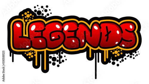 Legends colored Graffiti tag. Abstract modern street art decoration performed in urban painting style.