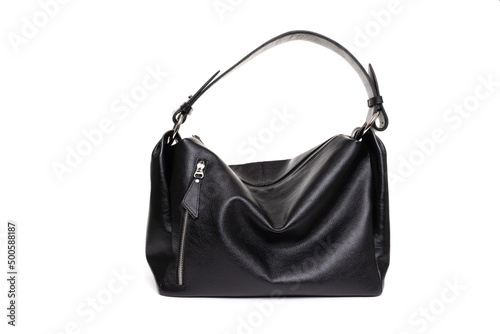 stylish leather women's bag made of soft black leather