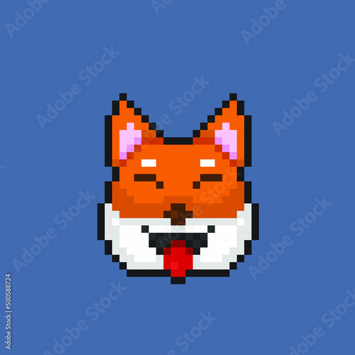 shiba inu head in pixel art style