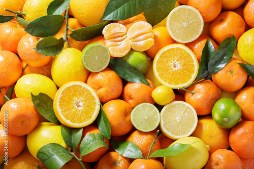 Fototapeta Naklejka Na Ścianę i Meble -  fresh citrus fruits as background