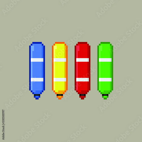 marker pen with different color in pixel art style