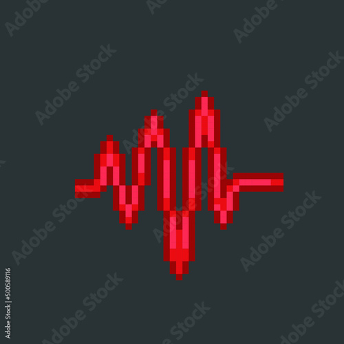 red heart line sign in pixel art style