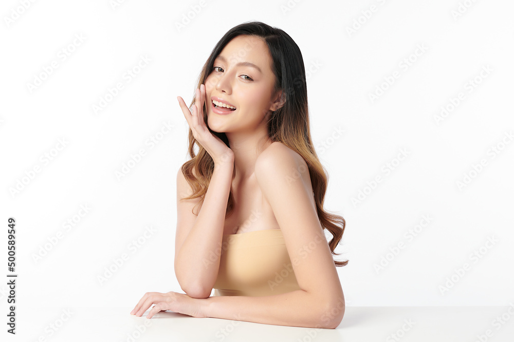 Beautiful young asian woman with clean fresh skin on white background, Face care, Facial treatment, Cosmetology, beauty and spa, Asian women portrait. Beautiful young asian woman with clean fresh skin on white background, Face care, Facial treatment, Cosmetology, beauty and spa, Asian women portrait.